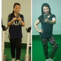 Before and after transformation of a Lady Fitness member